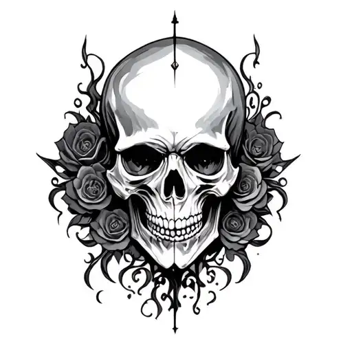 gothic skull surrounded tattoo design idea