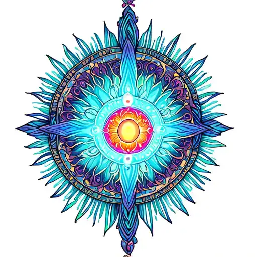chakras radiating light tattoo design idea