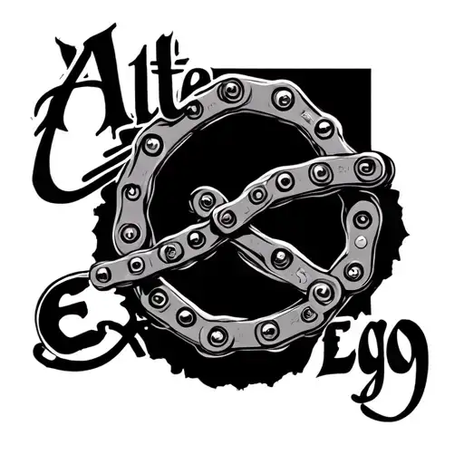 "Alter Ego" Bike chain infinity sign tattoo design idea