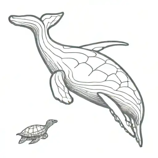 humpback whale high fiving a turtle tattoo design idea