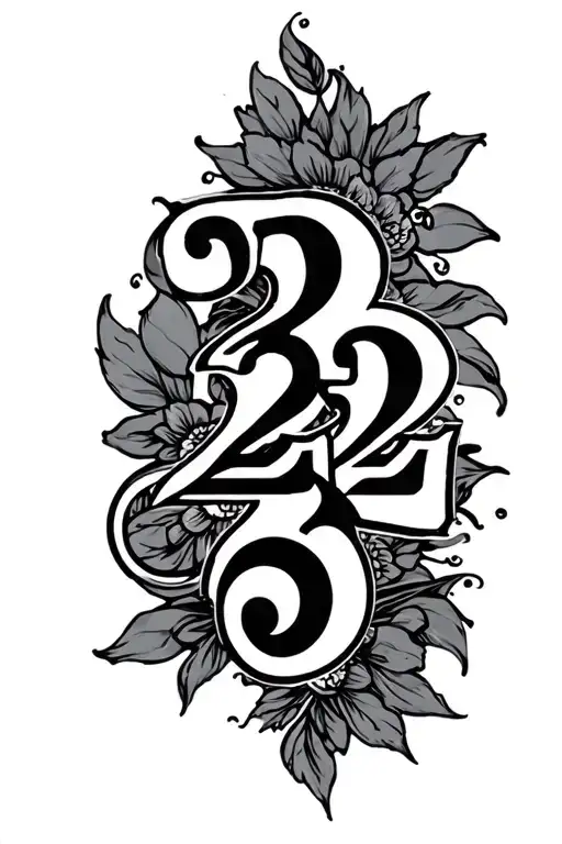 222 numbers tattoo design idea