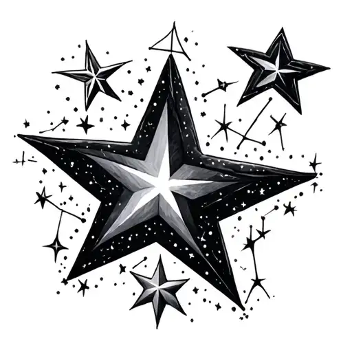 star constellation with 5 stars all different styles. each star represents one of my family members tattoo design idea