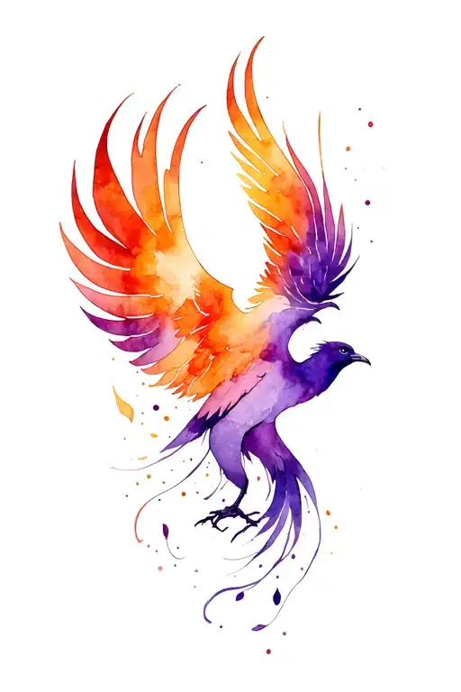 phoenix resilience inspired purple tattoo design idea