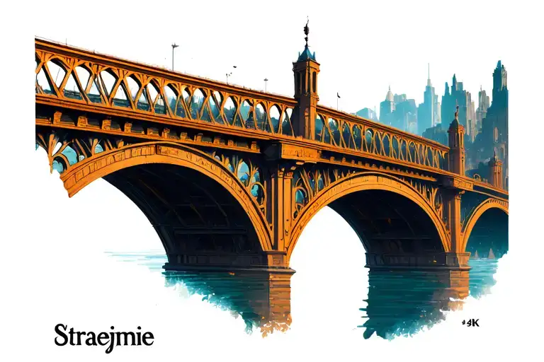  bridge and text Straejmie tattoo design idea