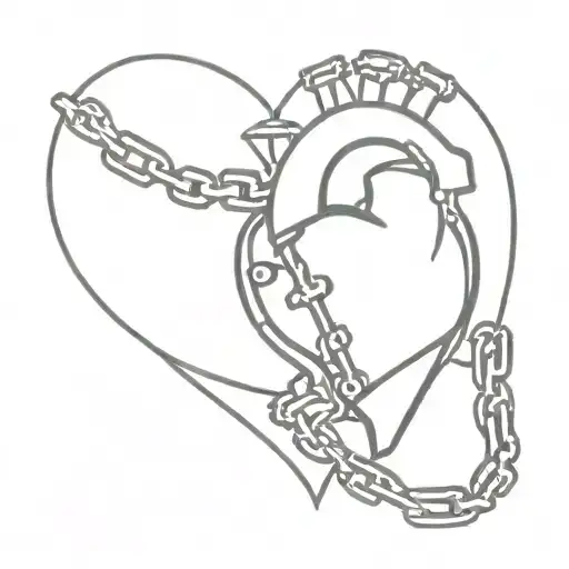 heart with motorcycle chain tattoo design idea