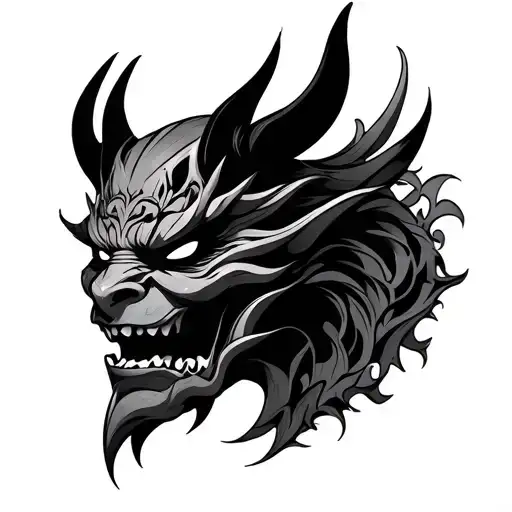 oni mask cyberpunk inspired tattoo tattoo design idea