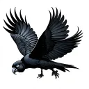Black cockatoo flying tattoo design idea