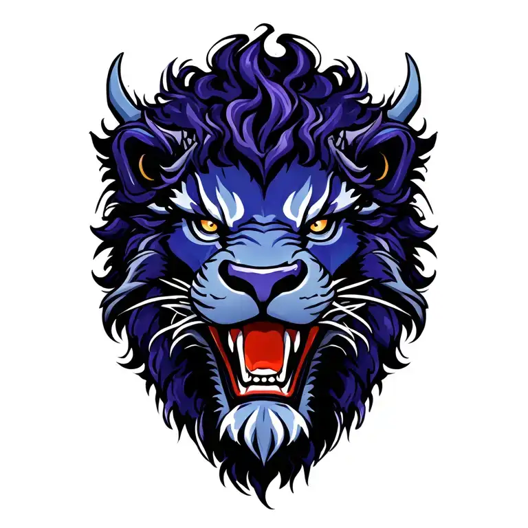 dragon and lion face  tattoo design idea