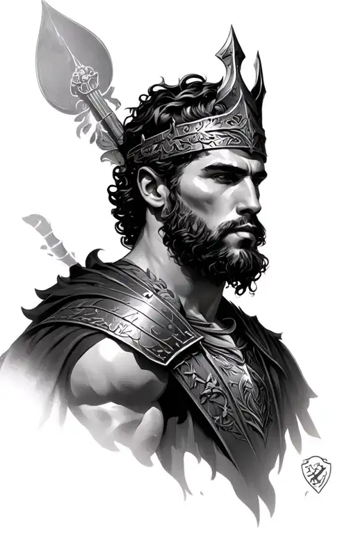 David as a Shepard with the warrior and king destiny inside him tattoo design idea