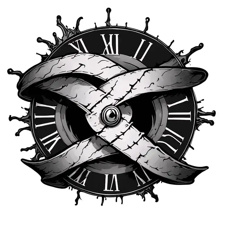 curved line incision scar with roman numerals as the stich marks tattoo design idea