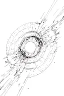 event horizon of black hole in thin lines tattoo design idea