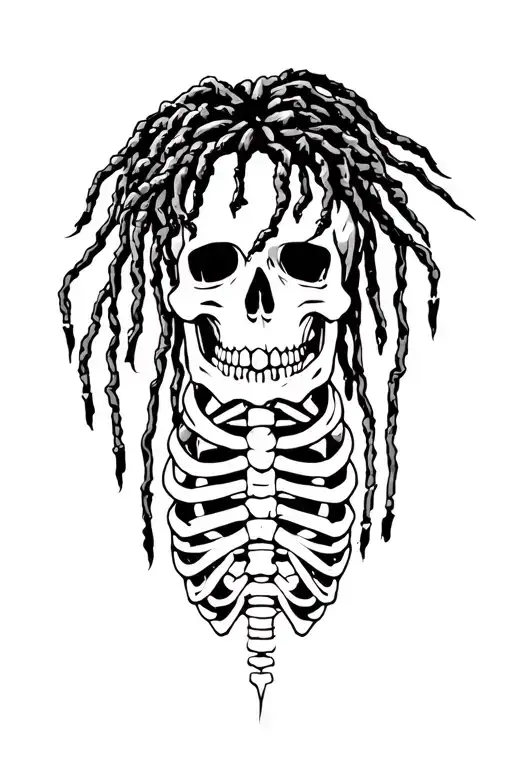 Skeleton soldier's zodiac sign with dread locks tattoo design idea