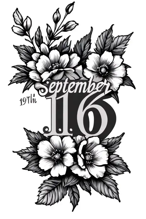 September 16th 1970 in Roman numerals with flowers around it tattoo design idea