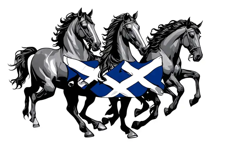 4 horsemen, scottish saltire tattoo design idea