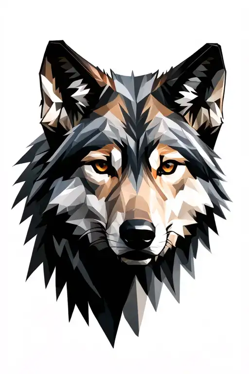 low poly wolf face tattoo design idea