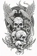 phoenix skulls surrounded tattoo design idea