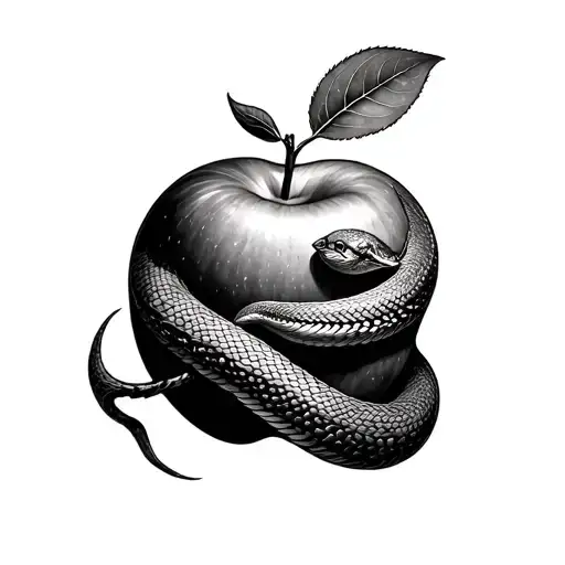 Apple tree with serpent wrapped tattoo design idea