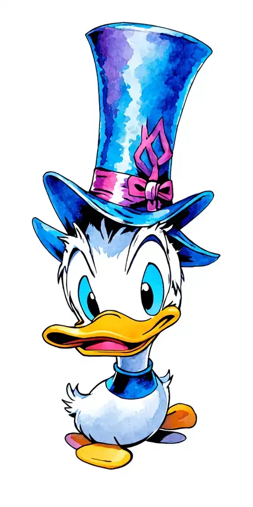 Donald Duck and Vegeta from DBZ as Mad Hatter From Disneys alice in wonderland cartoon with "were all mad here" quote tattoo design idea