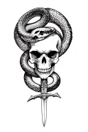 skull , dagger , snake tattoo design idea