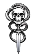 skull , dagger , snake tattoo design idea