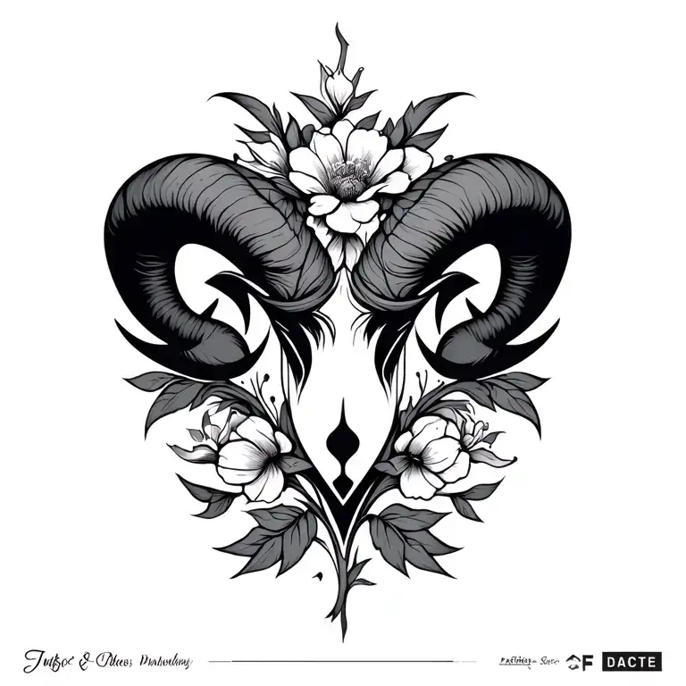aries v symbol with floral design inspired tattoo featuring tattoo design idea
