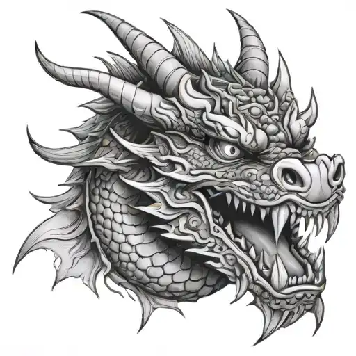 dragon face japanese tattoo design idea