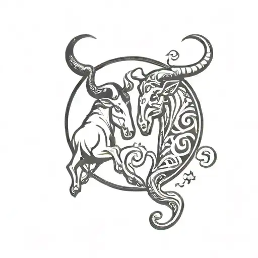 Taurus and Aquarius matching love tattoo design idea