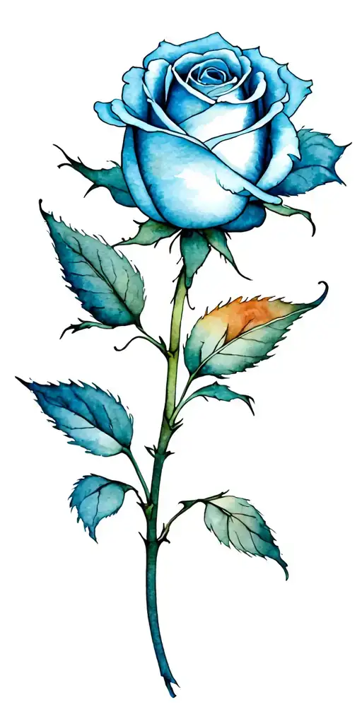 closed rose with long shaft  tattoo design idea