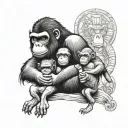 ape protecting his family tattoo design idea