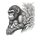 ape protecting his family tattoo design idea
