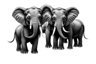 6 baby elephants holding trunks tattoo design idea