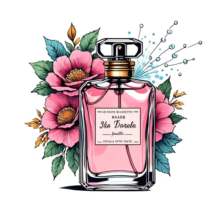 small perfume bottle that sprays tattoo design idea