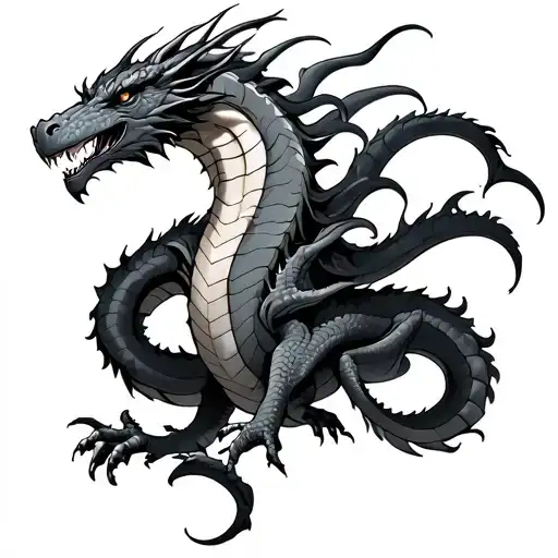 hydra dragon with 3 heads tattoo design idea