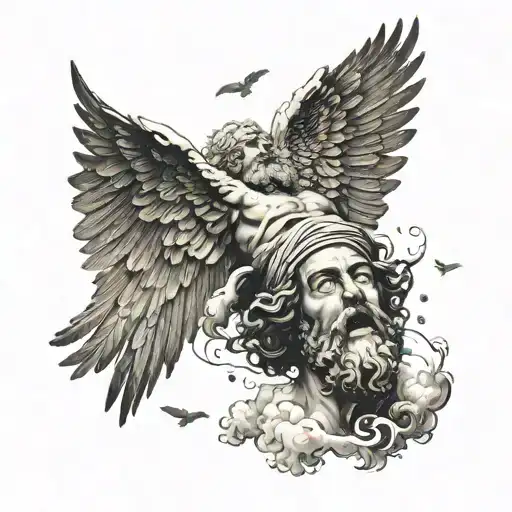 icarus falling from the sky with Socrates quotes incorporated tattoo design idea