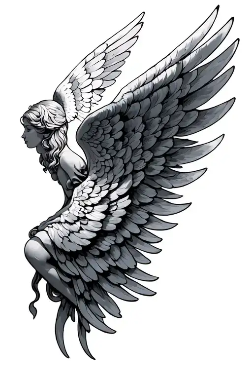 Angel wings intertwined tattoo design idea