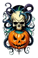 jack o lantern, tentacles, eldritch, deep space tattoo design idea