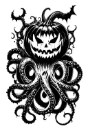 jack o lantern, tentacles, eldritch, deep space tattoo design idea