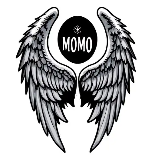 "Momo " angel wings made tattoo design idea