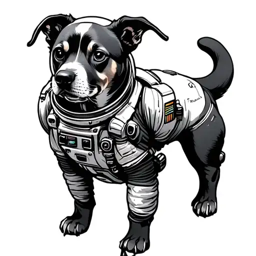 Astronaut Dog tattoo design idea
