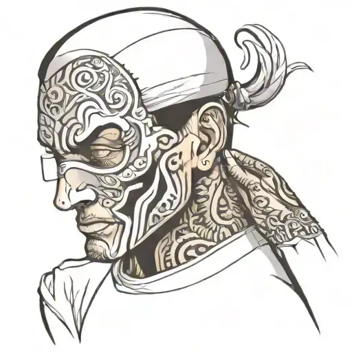 man removing mask with blank face   tattoo design idea