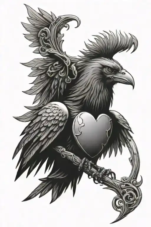 Reaper Sacred Heart raven tattoo design idea
