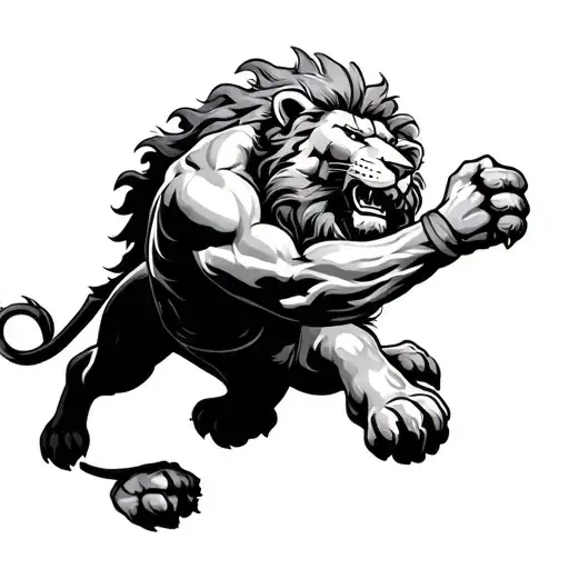 samson fighting lion tattoo design idea