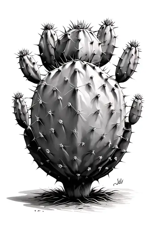 prickly pear cactus connected tattoo design idea