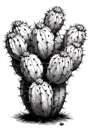 prickly pear cactus connected tattoo design idea