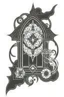 gothic window tattoo design idea