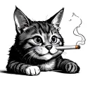 goofy little cat smoking a cigarette tattoo design idea