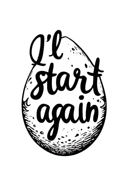 "I'll start again" egg cracking tattoo design idea