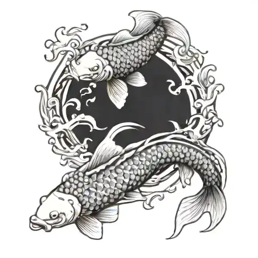 iresumi ocean with koi fish tattoo design idea