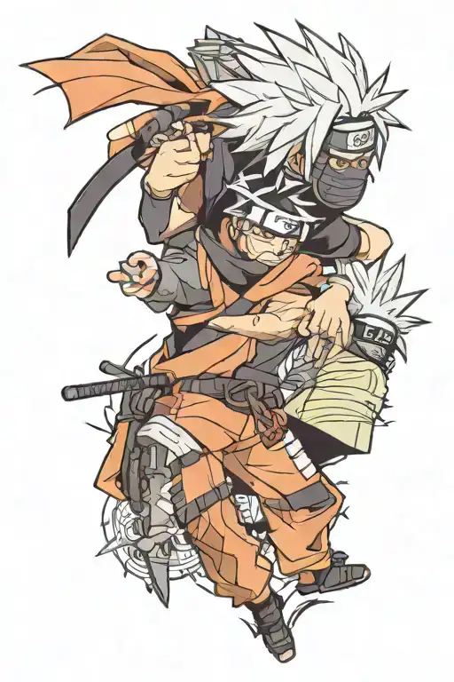 kakashi rin Obito  manga style tattoo design idea