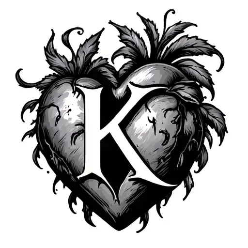 heart with the letter k inside tattoo design idea